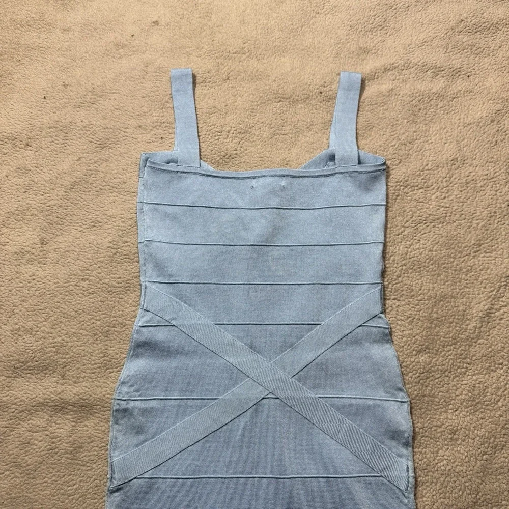 Tata Jolie Dress Womens‎ Large Aqua Blue Sleeveless Cross Strap Accent Mini NEW